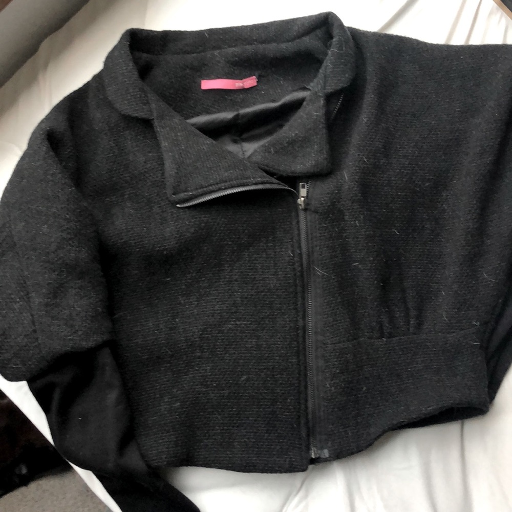 Short waisted wool jacket with tight sleeves
